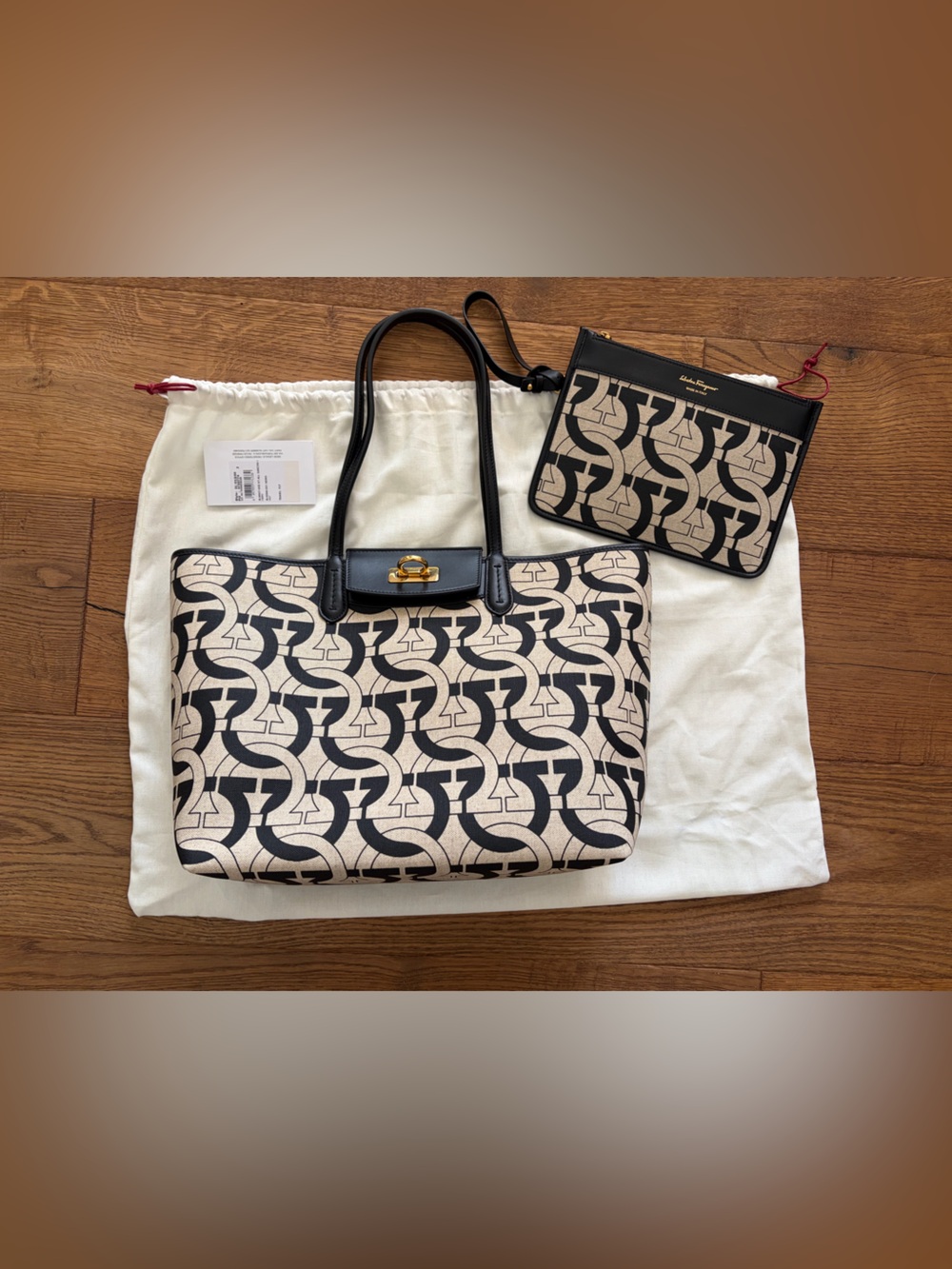 Ferragamo Gancini Print Canvas Tote Bag